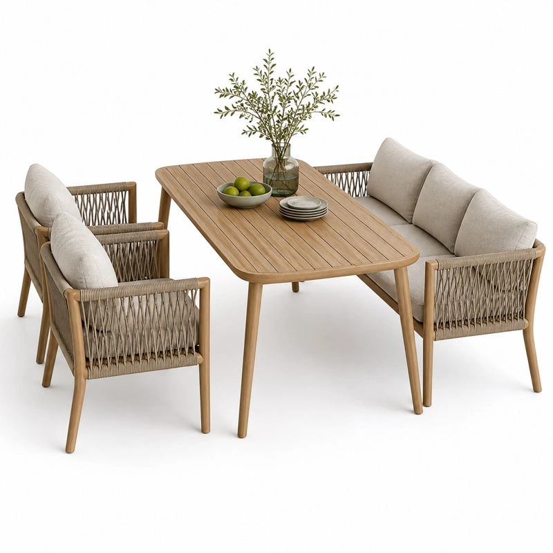 Zestaw ogrodowy drewniany z sofa i stolem-Ulorven